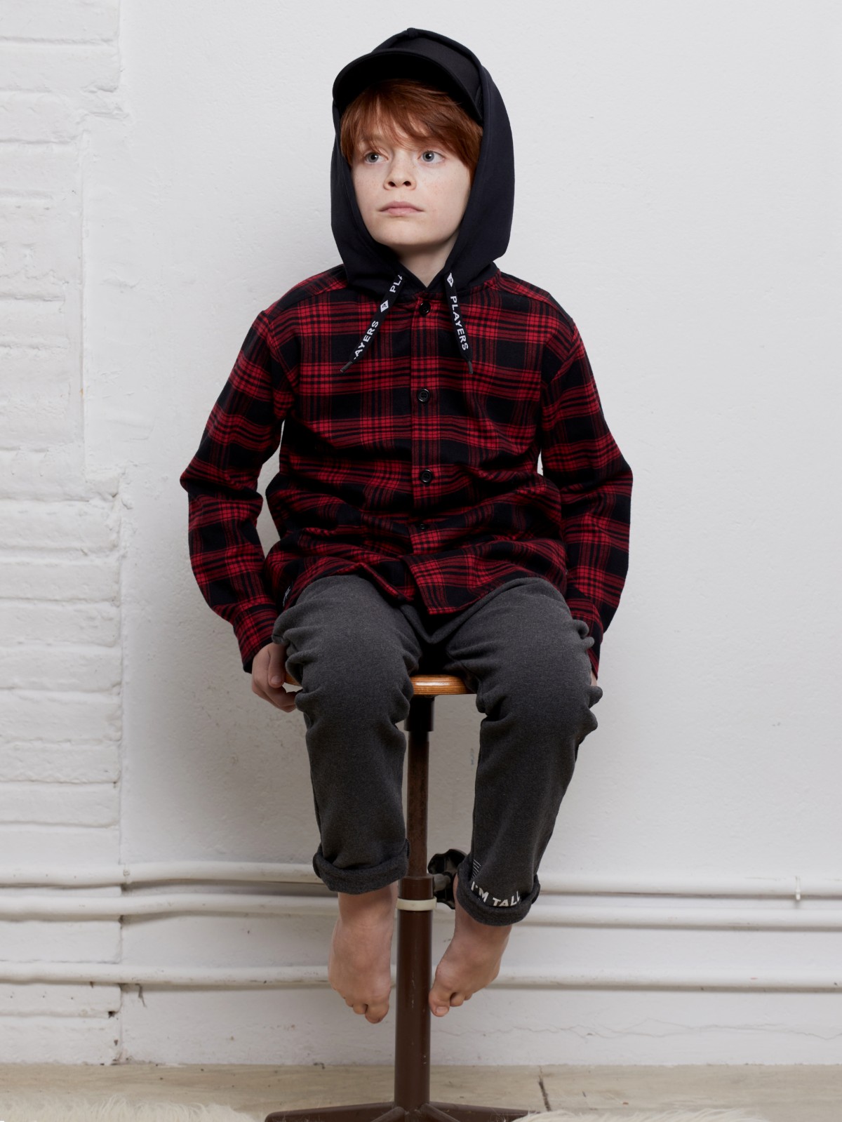 FLANNEL HOODED SHIRT (red+black) 2