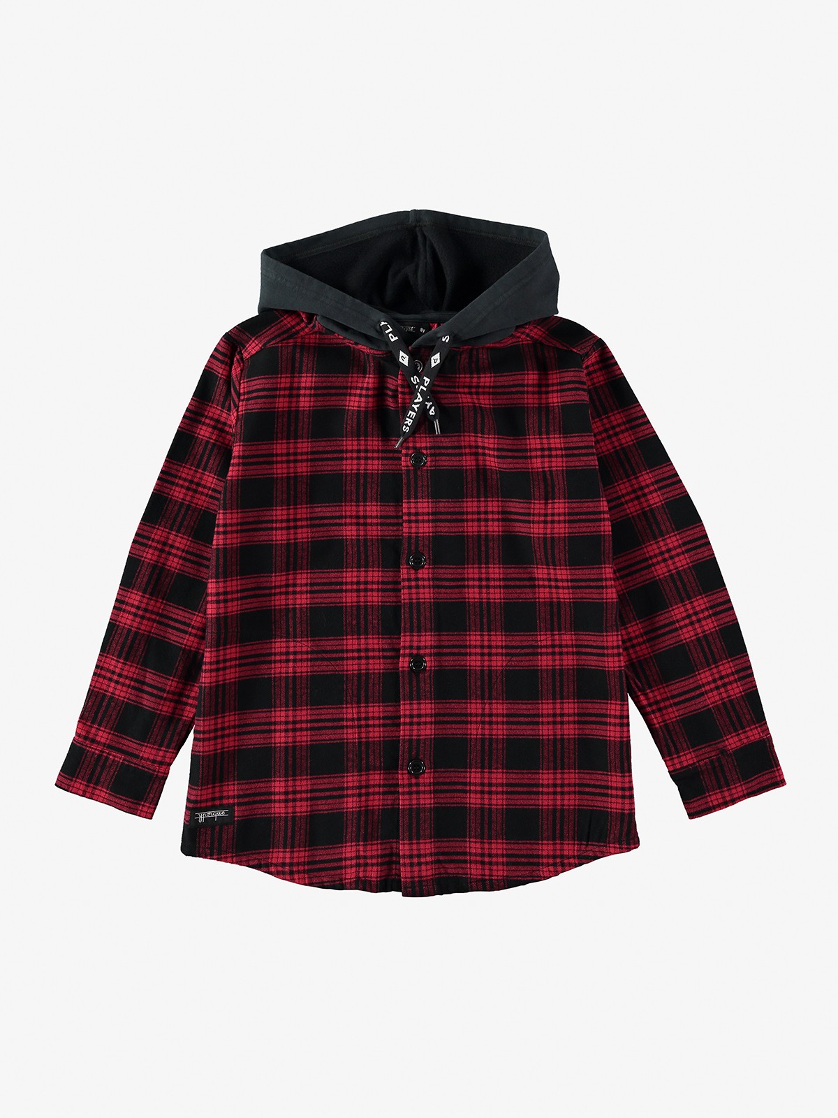 FLANNEL HOODED SHIRT (red+black)