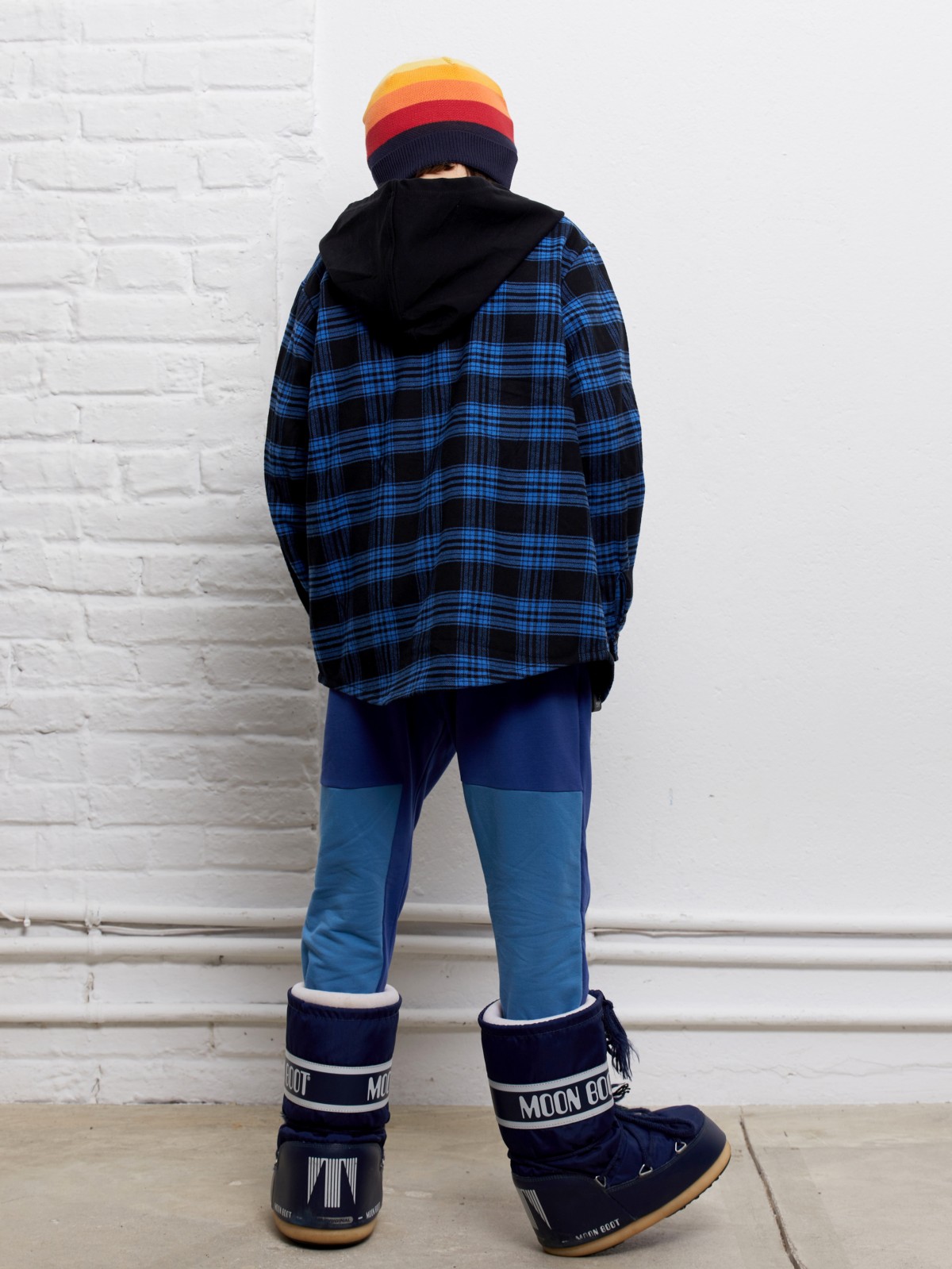 FLANNEL HOODED SHIRT (electric blue+black) 2